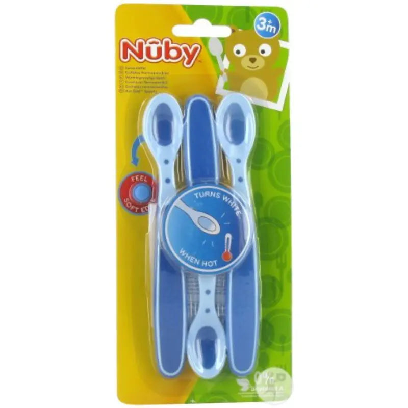 Cuillères Thermosensensibles Brevetées À Bord Doux +3 Mois Bleu 3 Pièces - Image 1