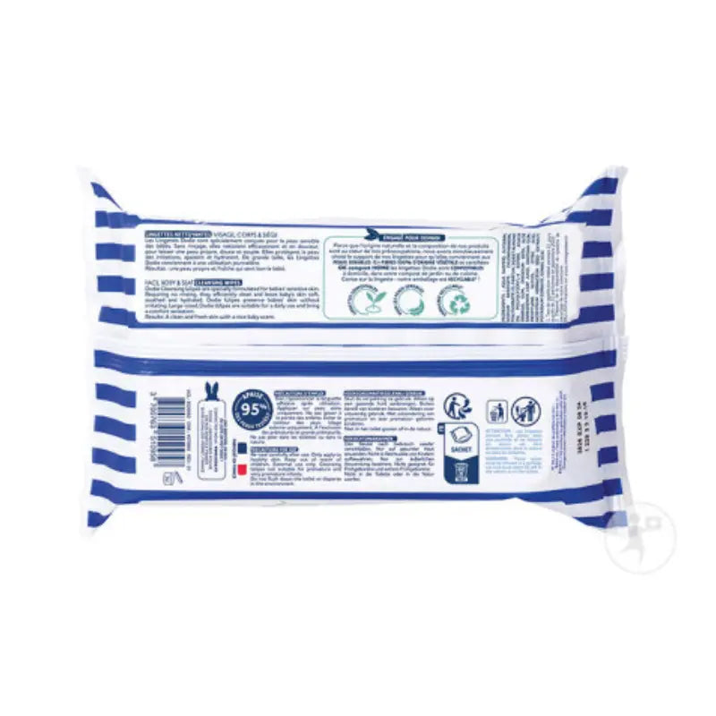 Dodie Lingettes Nettoyantes Compostables 3-En-1 Peaux Sensibles 60 Pièces - Image 2