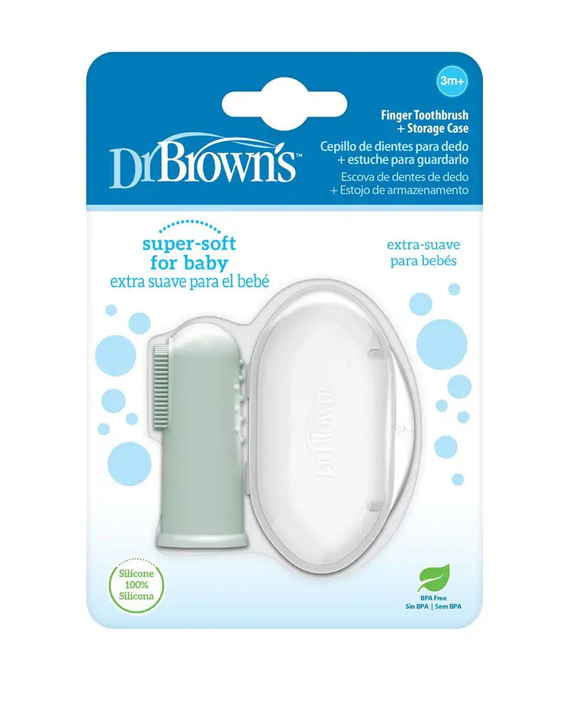 Dr. Brown's Brosse à dents en silicone avec étui 3M+ - Vert - Image 1