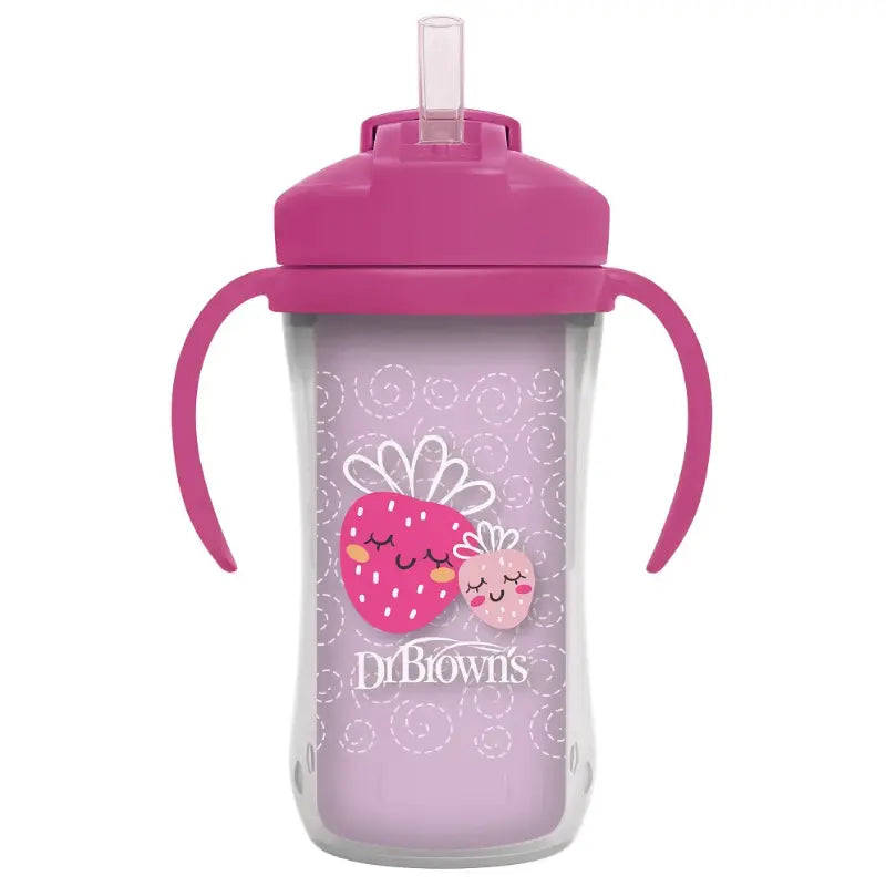 Dr. Brown's Gobelet Isotherme à Paille 300ml avec Poignées 12M+ - Rose - Image 2