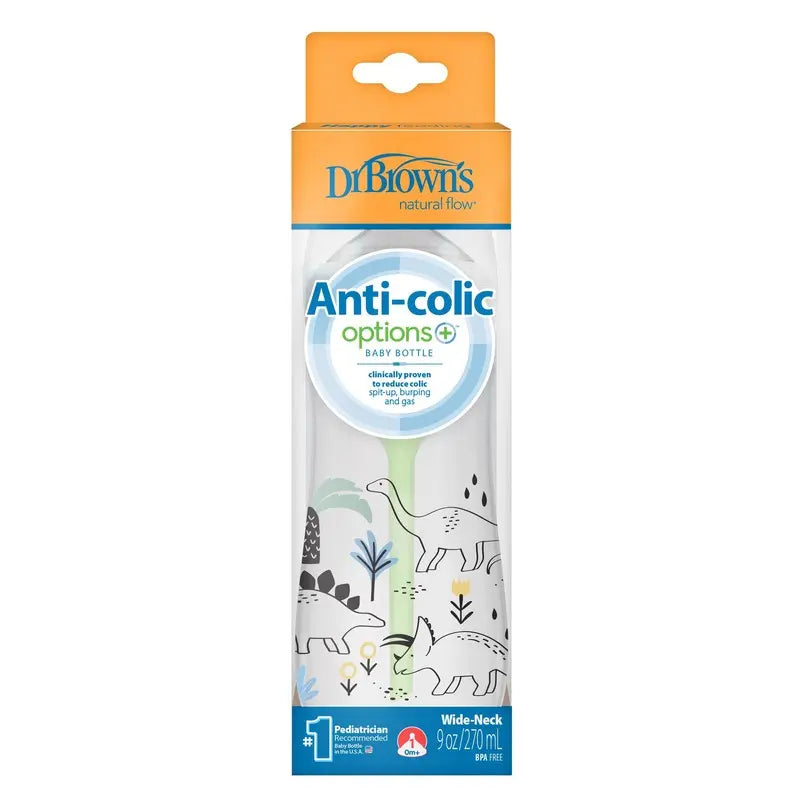 Dr. Brown’s Options+ Anti-colic  Biberon à col large 270 ml Dinosaure - Image 1