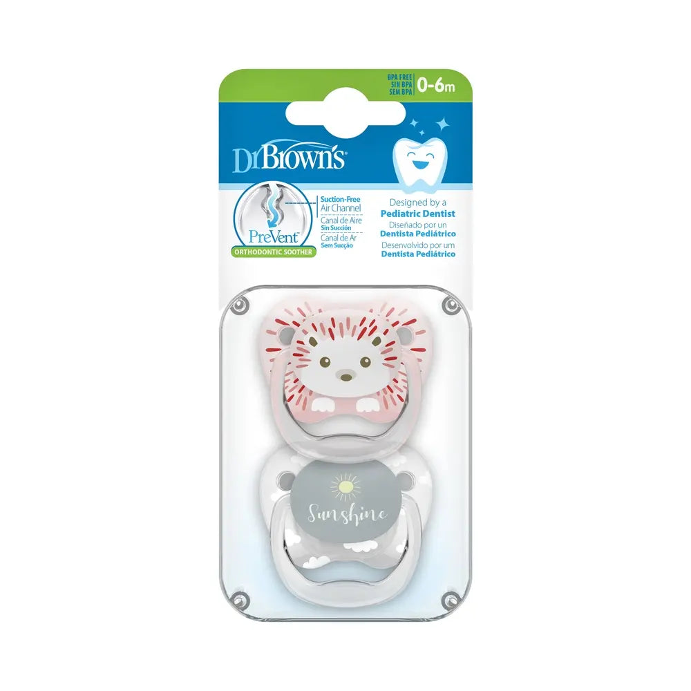 Dr.Brown’s Lot de 2 sucettes PreVent Hérisson/Sunshine 0-6mois - Image 1