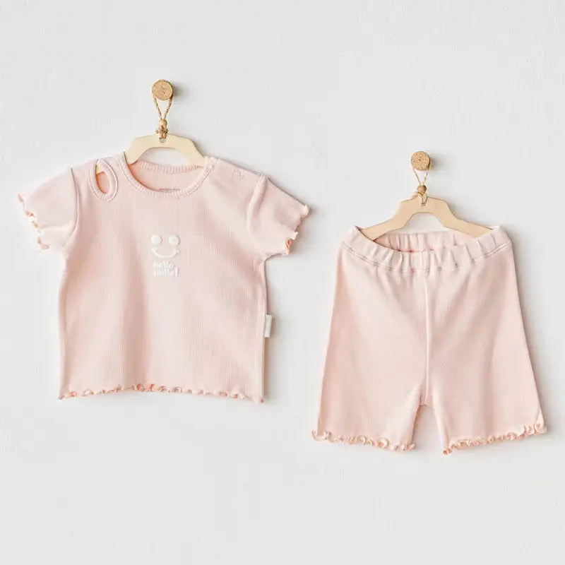 Ensemble 2 pièces de base pour bébé fille saumon, AC25900 Andywawa - Image 2