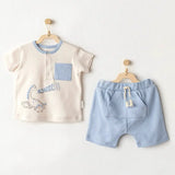 Ensemble 2 pièces d'été pour bébé garçon Andywawa - Bleu dinosaure - Image 1