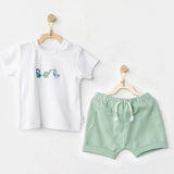 Ensemble 2 pièces dinosaure pour bébé Vert Blanc- Andywawa - Image 1