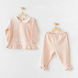 Ensemble 2 pièces pour bébé fille motif lapins mignons, rose - Andywawa - Image 1