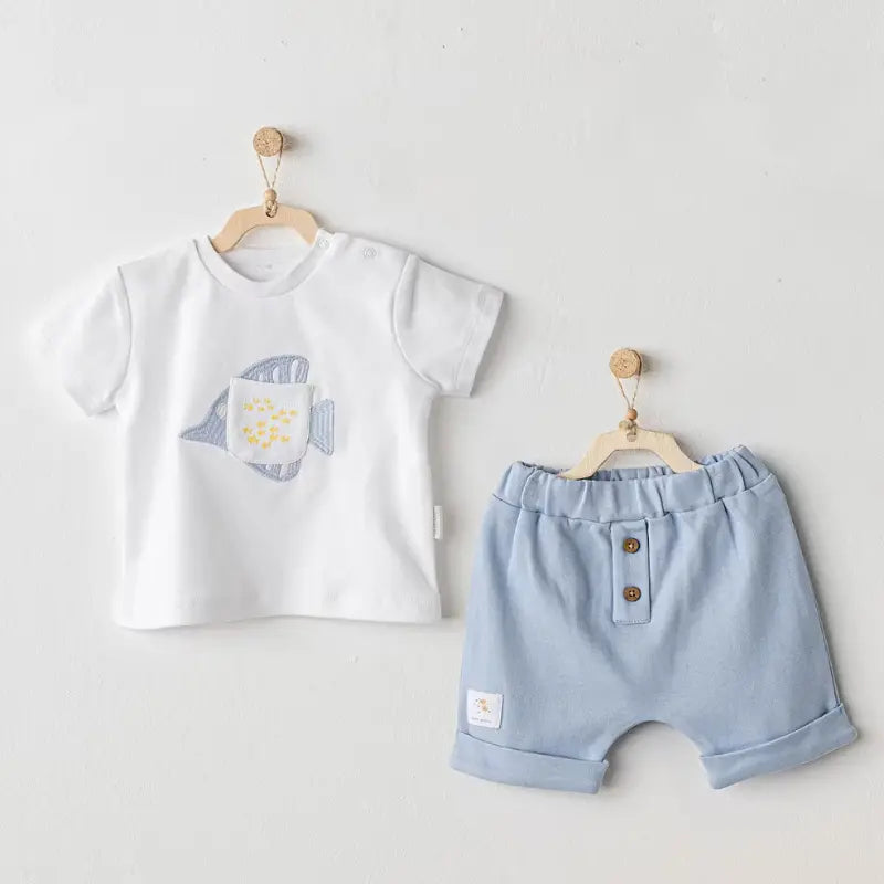 Ensemble 2 pièces pour bébé garçon « L'océan est mon endroit heureux » AC25608 Andywawa - Image 2