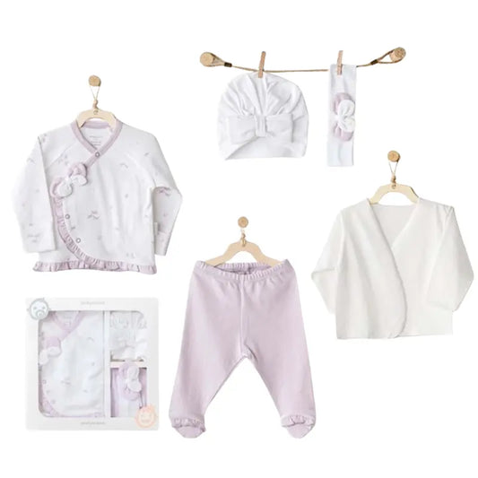 Ensemble 5 pièces Andy Wawa pour bébé fille Lila, sortie d'hôpital - Image 1
