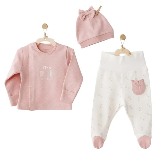 Ensemble Baby Zıbın 3 Pièces à Pression Latérale – “Mon Petit Amour” – Naissance - Image 1