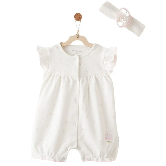 Ensemble barboteuse et bandeau pour bébé fille  ANW-AC26504