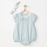 Ensemble barboteuse et bandeau pour bébé fille, motif oiseaux printaniers - Andywawa - Image 1