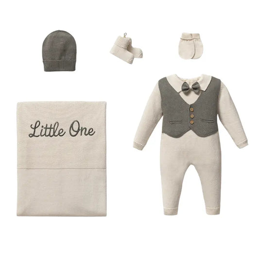 Ensemble Bébé 5 pièces Little One Vert – Coffret Tricot Élégant Garçon 0 à 3 mois - Image 1