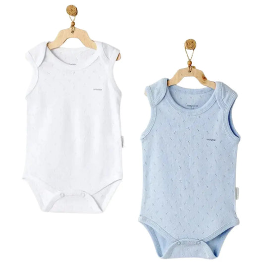 Ensemble body 2 pièces pour bébé garçon Andy Wawa, bleu et blanc AC25553 - Image 1