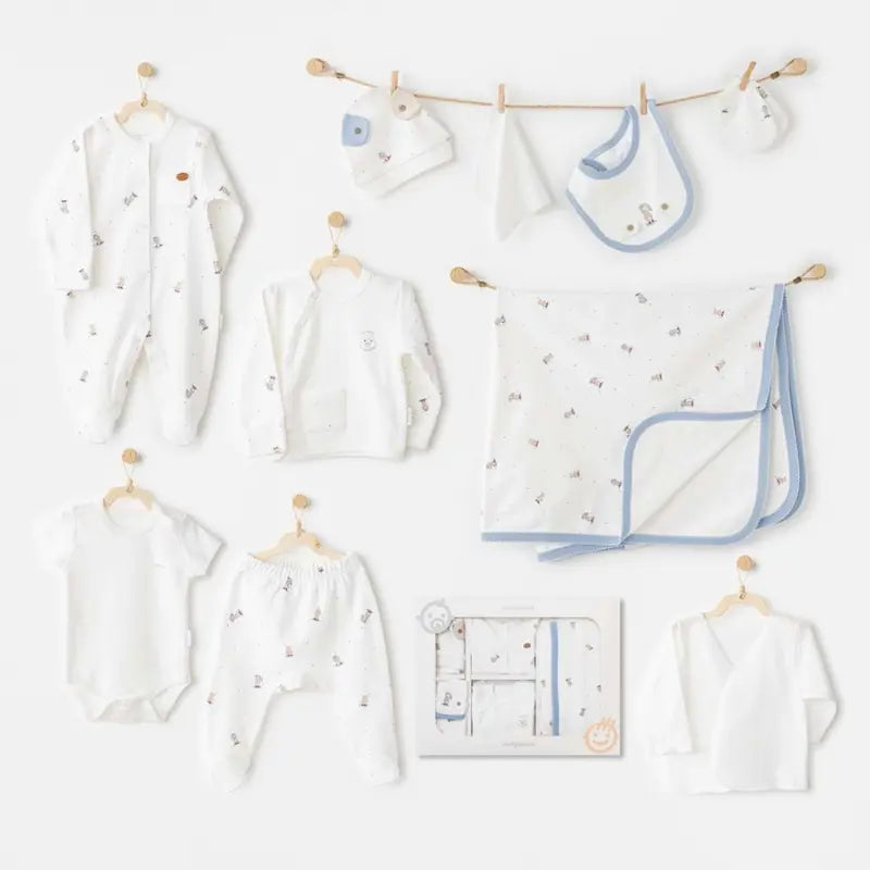 Ensemble de 10 pièces Andywawa Rainbow Baby pour la sortie de l'hôpital AC26071 Écru - Image 1
