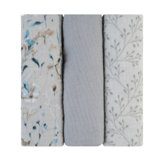 Ensemble de 3 langes en mousseline 100x100 cm gris - Image 1