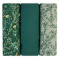 Ensemble de 3 langes en mousseline 100x100 cm vert - Image 1