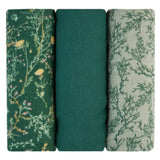 Ensemble de 3 langes en mousseline 100x100 cm vert - Image 1