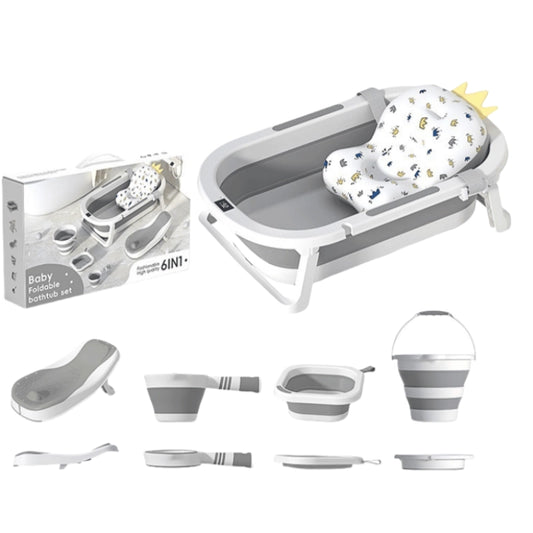 Ensemble de Bain Pliable pour Bébé 6 en 1 – Gris - Image 1