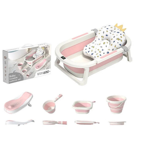 Ensemble de Bain Pliable pour Bébé 6 en 1 –Rose - Image 1