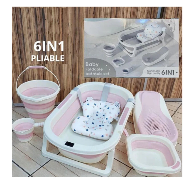 Ensemble de Bain Pliable pour Bébé 6 en 1 –Rose - Image 2