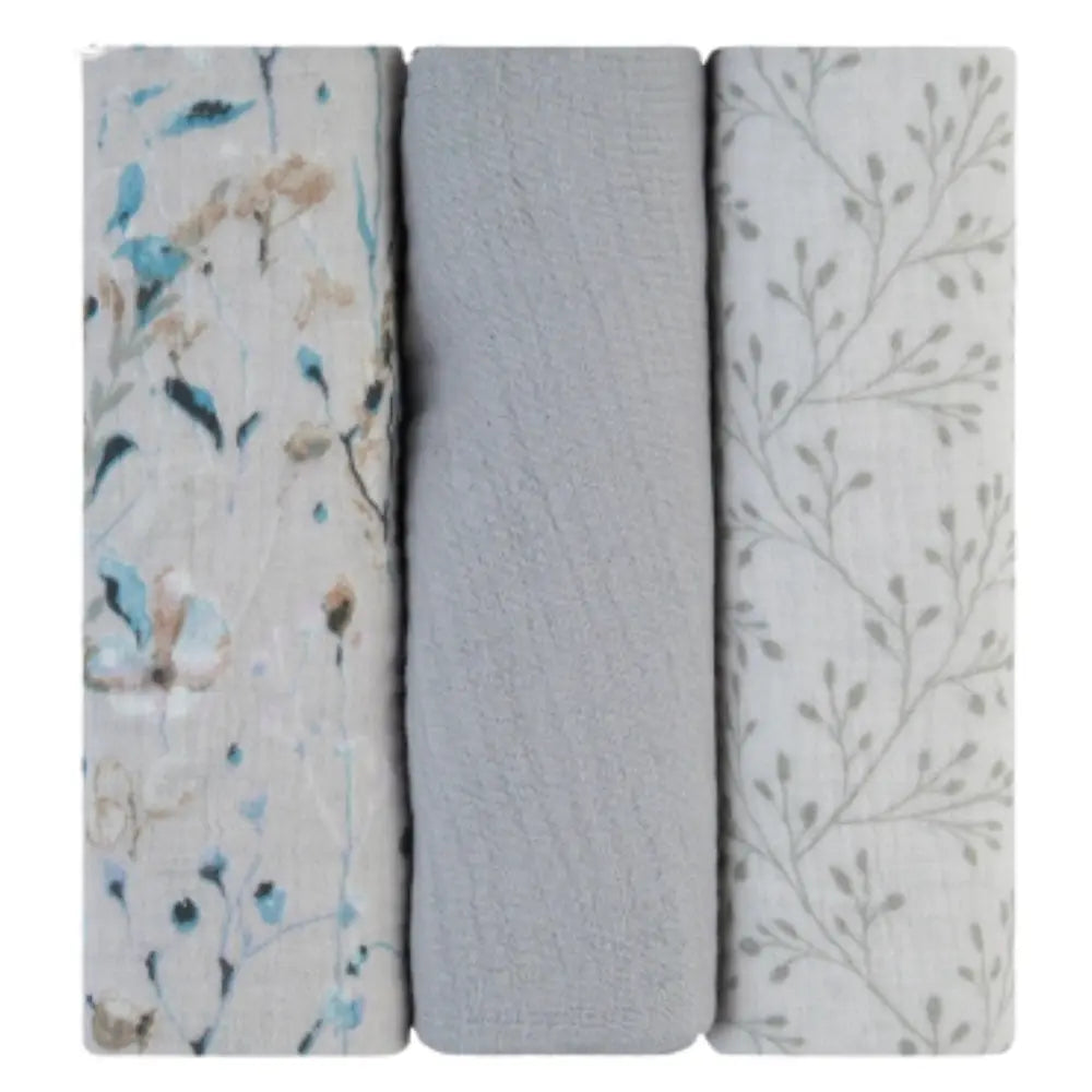 Ensemble de langes en mousseline 3 pièces 75x75 cm Gris - Image 1