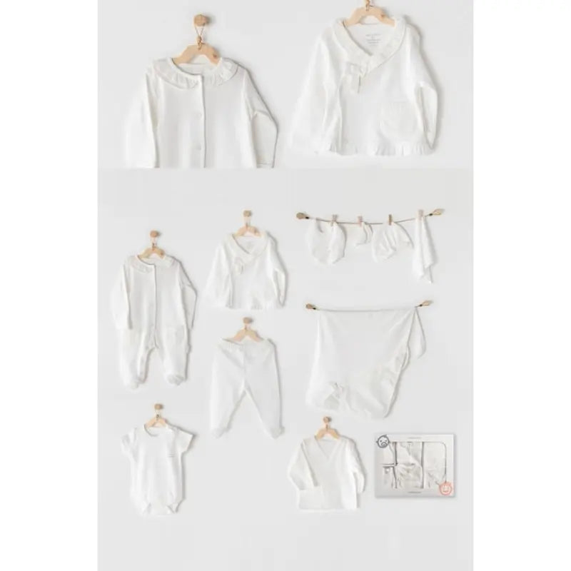 Ensemble de sortie d'hôpital 10 pièces pour bébé fille, brodé en dentelle, couleur écru, élégant, Andywawa, AC22561 - Image 1