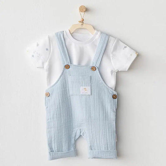 Ensemble salopette en mousseline pour bébé garçon AC25621 AndyWawa - Image 1