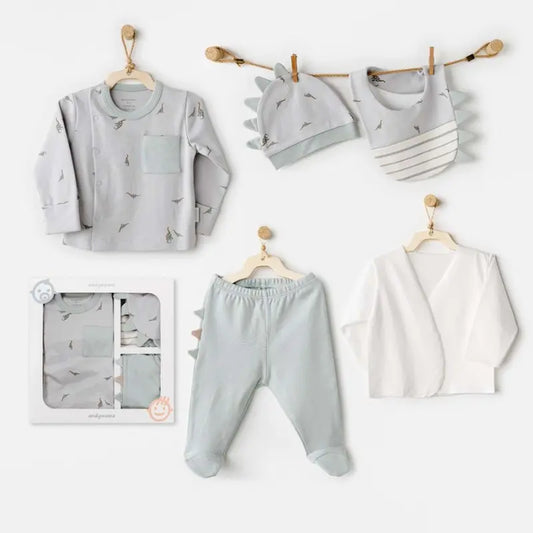 Ensemble Sortie Hôpital 5 Pièces Bébé Vert Snuggle Saurus Andywawa AC26000 - Image 1