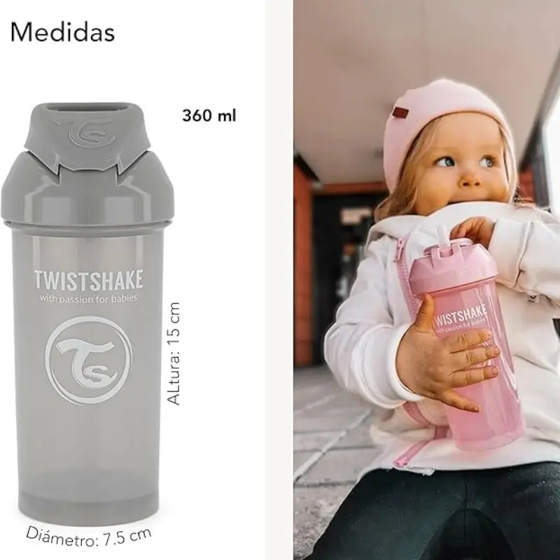Gobelet à paille Twistshake 360 ​​ml - Rose perle - 6+m - Image 5