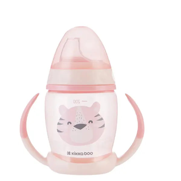 Gobelet PP avec bec verseur en silicone 200 ml Happy Face Rose - Image 3
