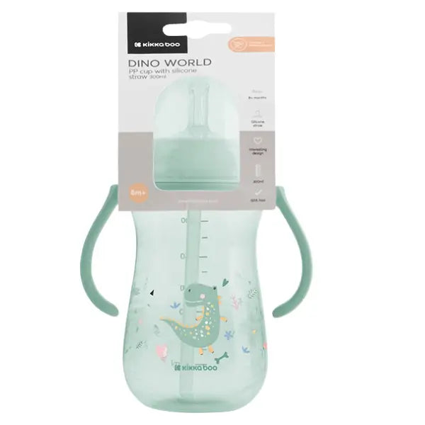 Gobelet PP avec paille en silicone 300 ml Dino World Menthe - Image 3