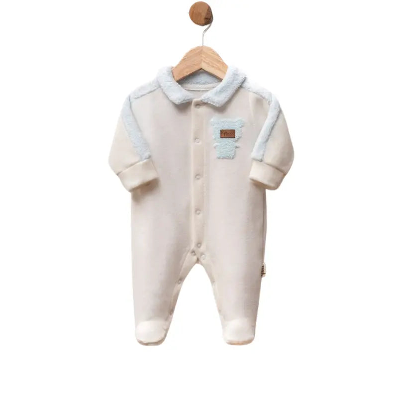 Grenouillère bébé en polaire avec col et détails en sherpa