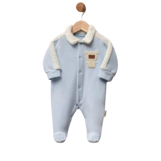 Grenouillère bébé en polaire avec col et détails en sherpa