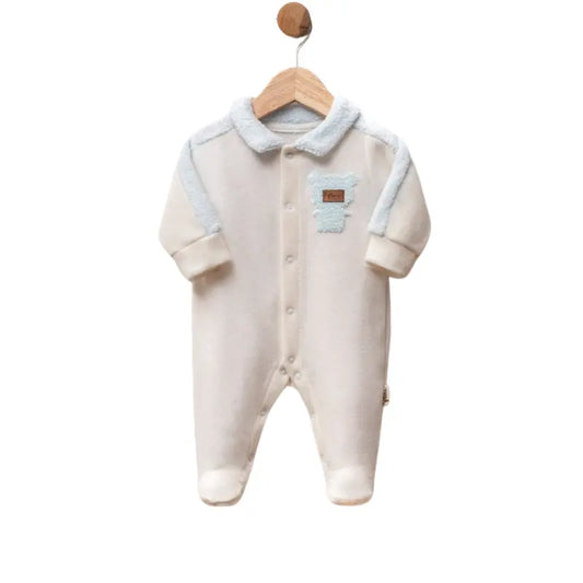 Grenouillère bébé en polaire avec col et détails en sherpa - Image 1
