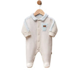 Grenouillère bébé en polaire avec col et détails en sherpa - Image 1