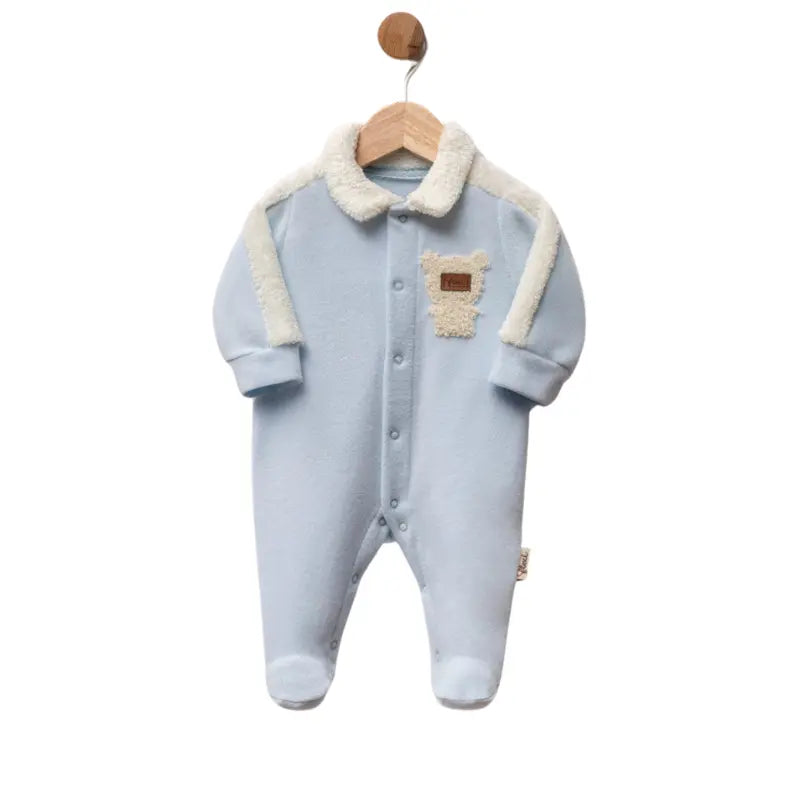 Grenouillère bébé en polaire avec col et détails en sherpa - Image 2