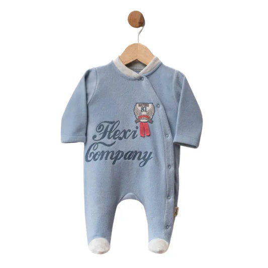 Grenouillère bébé en polaire avec détails bleus et motif - Flexi Company - Image 3