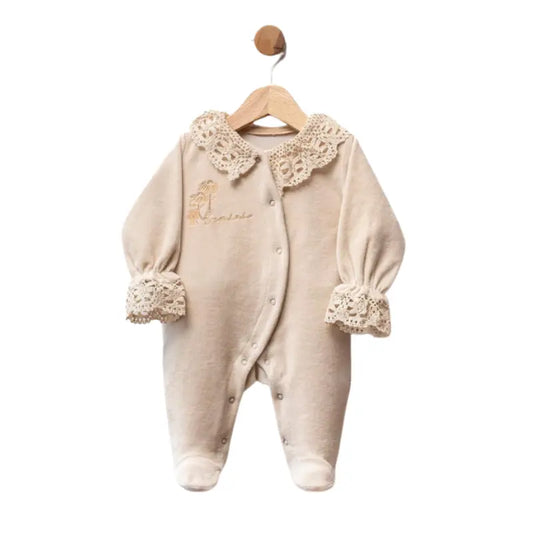 Grenouillère bébé en velours avec broderie - Image 3