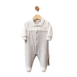 Grenouillère bébé en velours avec col Claudine et broderie - Be Well - Image 1