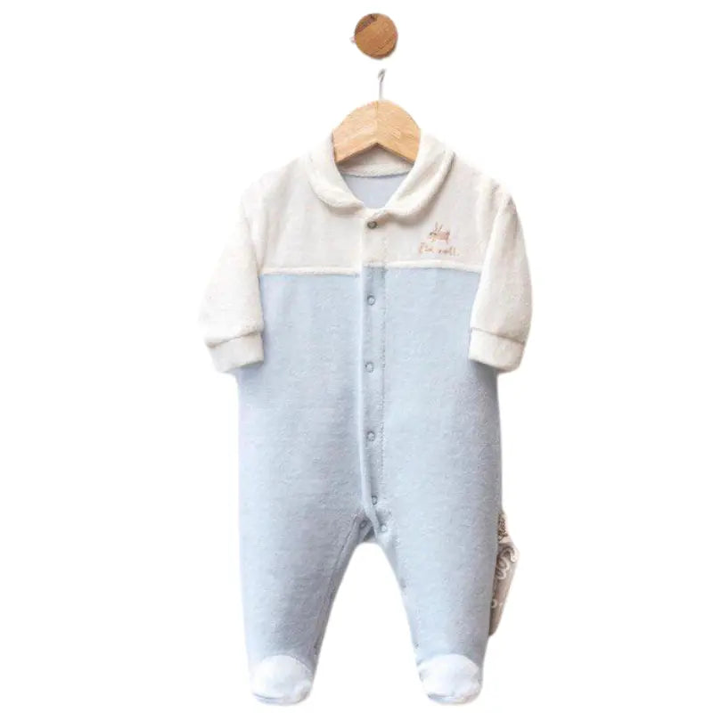 Grenouillère bébé en velours avec col Claudine et broderie - Be Well - Image 2