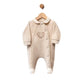Grenouillère bébé en velours avec dentelle et broderie cœur - Image 1