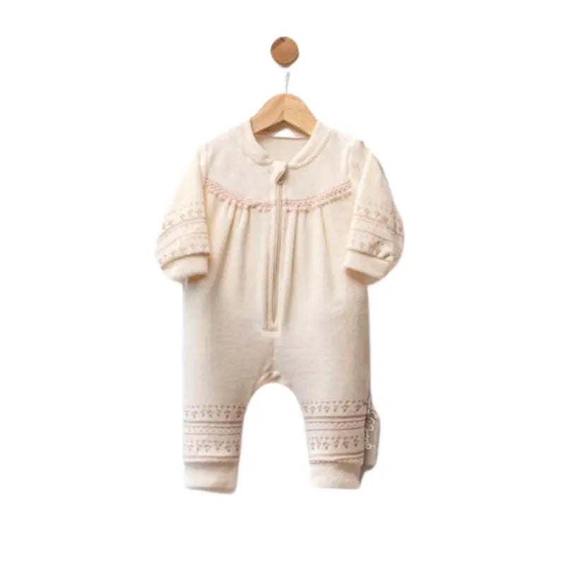 Grenouillère bébé en velours avec détails brodés - Image 1