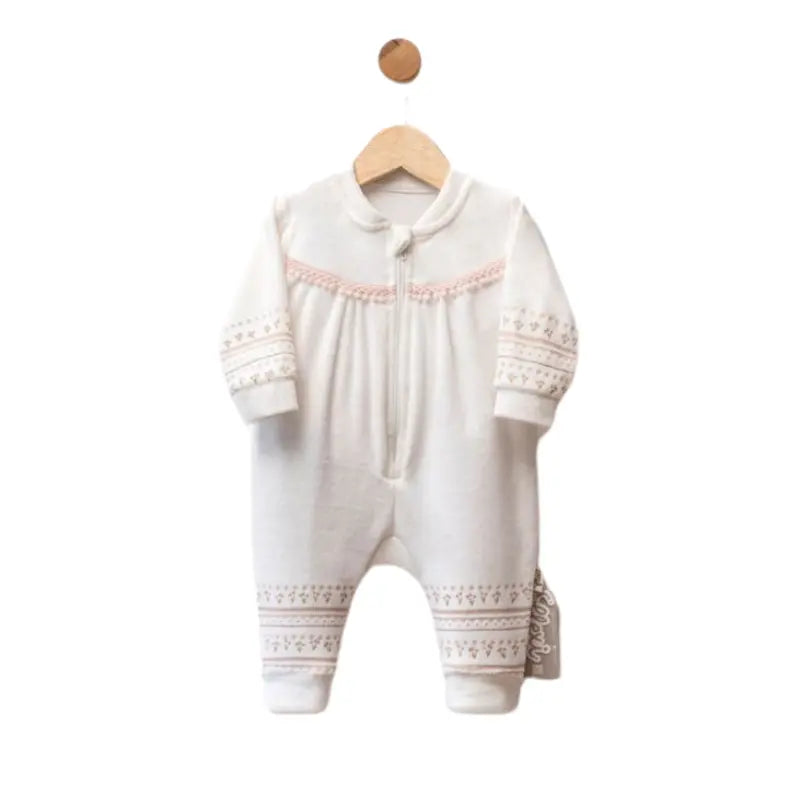 Grenouillère bébé en velours avec détails brodés - Image 2