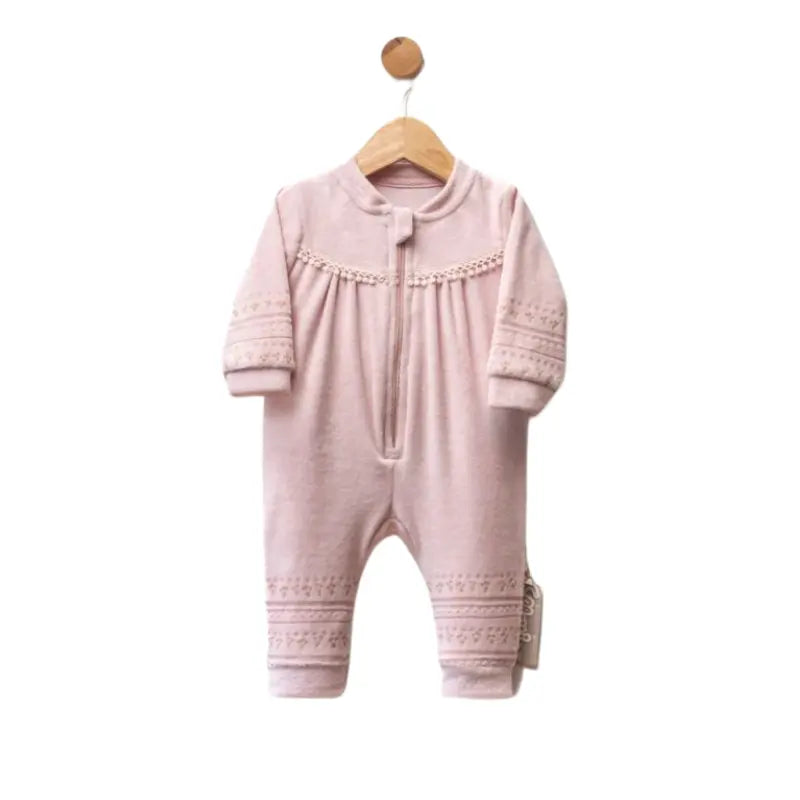 Grenouillère bébé en velours avec détails brodés - Image 3