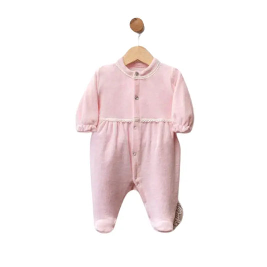 Grenouillère bébé en velours avec détails froncés - Image 3