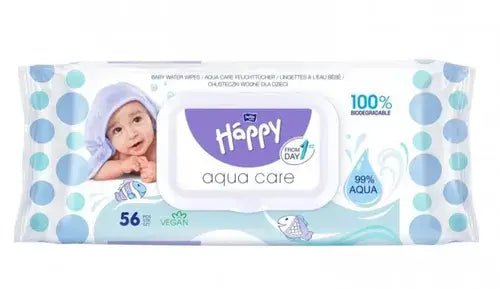 Happy Aqua Care – Lingettes Bébé à l’Eau 99% Biodégradables  56 Lingettes - Image 1