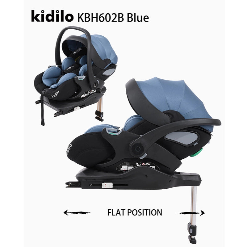Kidilo Siège Auto Bébé KBH602B – Portable et Inclinable à Plat avec Base Isofix - Bleu - Image 1