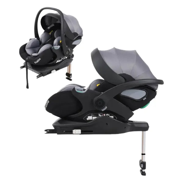 Kidilo Siège Auto Bébé KBH602B – Portable et Inclinable à Plat avec Base Isofix Gris - Image 1
