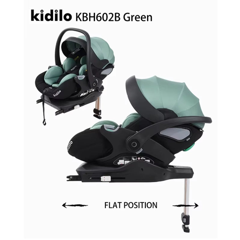 Kidilo Siège Auto Bébé KBH602B – Portable et Inclinable à Plat avec Base Isofix Vert - Image 3
