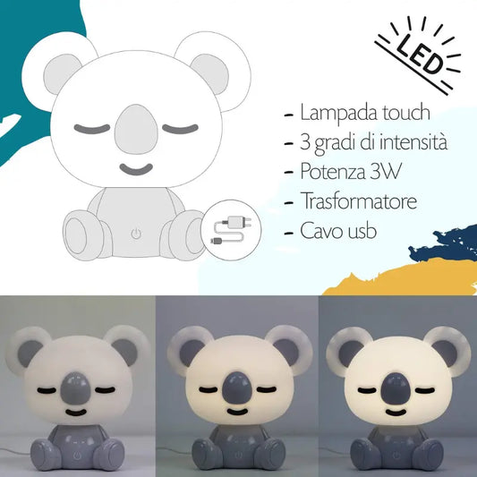 Lampe Koala LED intégrée pour enfant Gris – Onli - Image 3